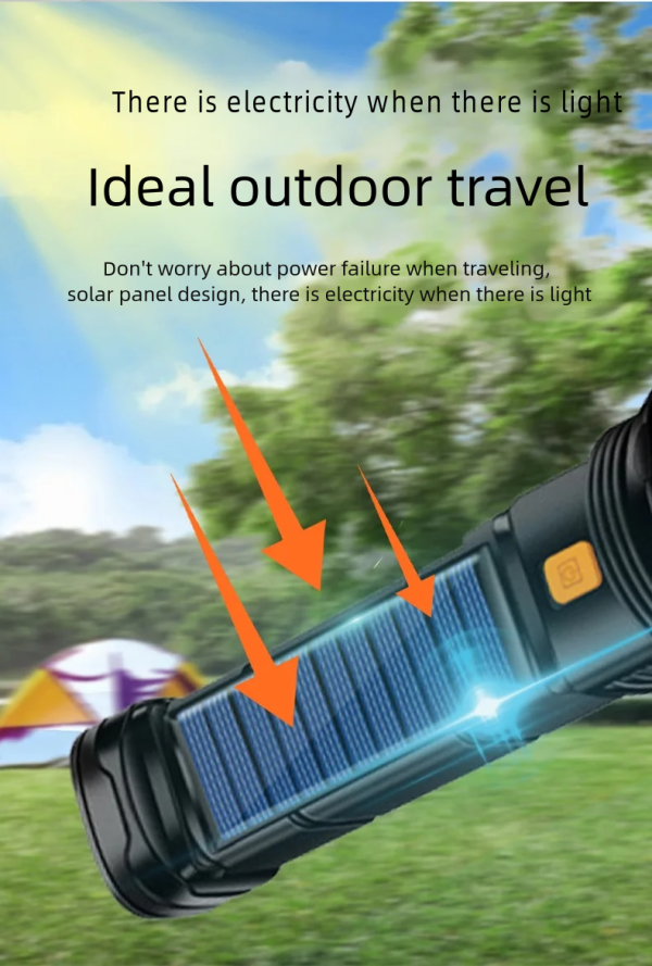 Solar powered intelligent flashlight
