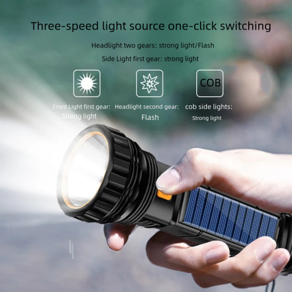 Solar powered intelligent flashlight