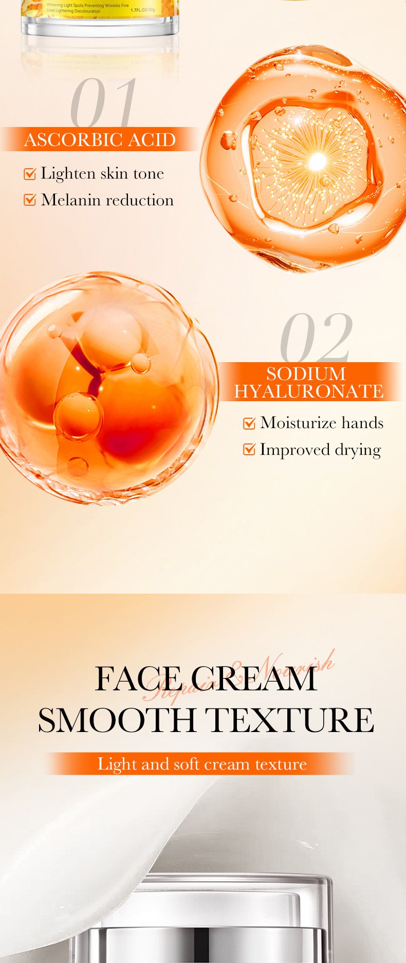 Anti-wrinkle hydrating moisturizing wrinkle brightening cream, brightening moisturizing cream