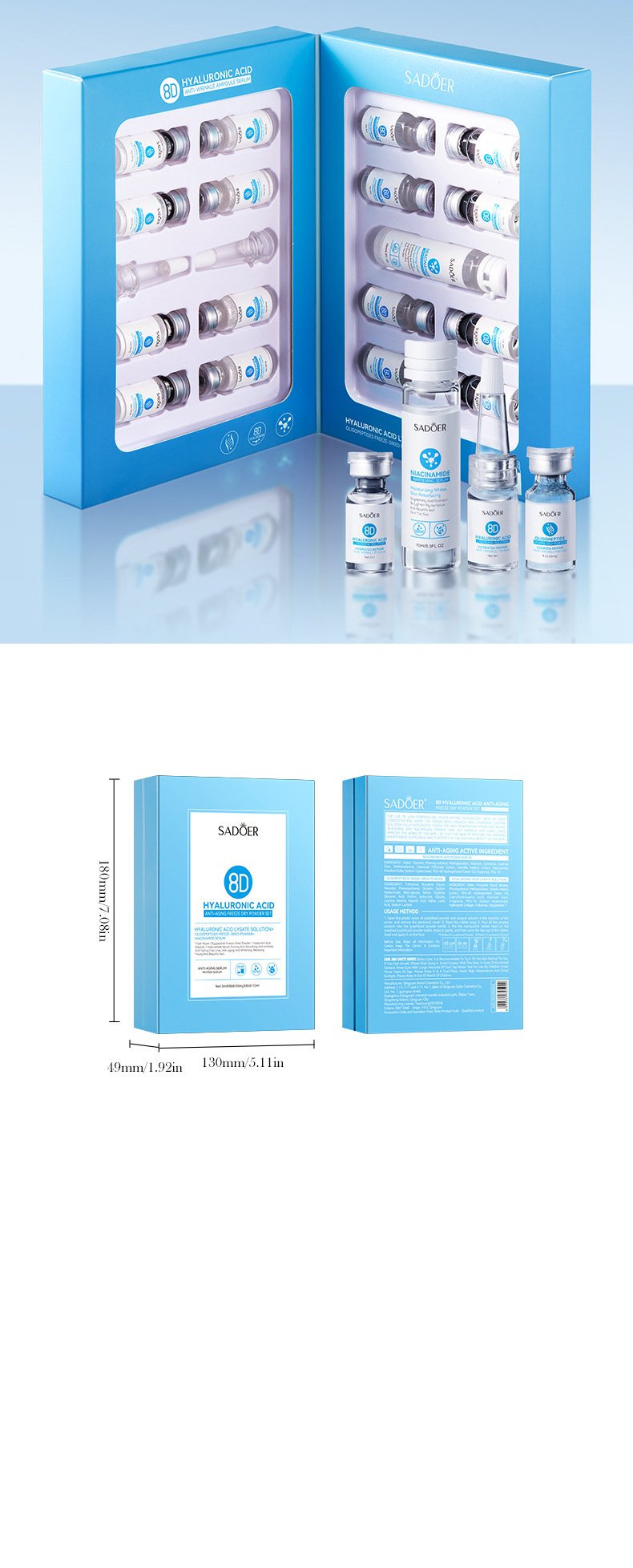Hyaluronic acid anti-wrinkle repair freeze-dried powder set, anti-sensitive freeze-dried powder，Hyaluronic Acid Serum for Face - Plumping, Anti-Aging & Hydrating