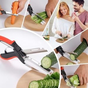 Innovative food cutter scissors with cutting board