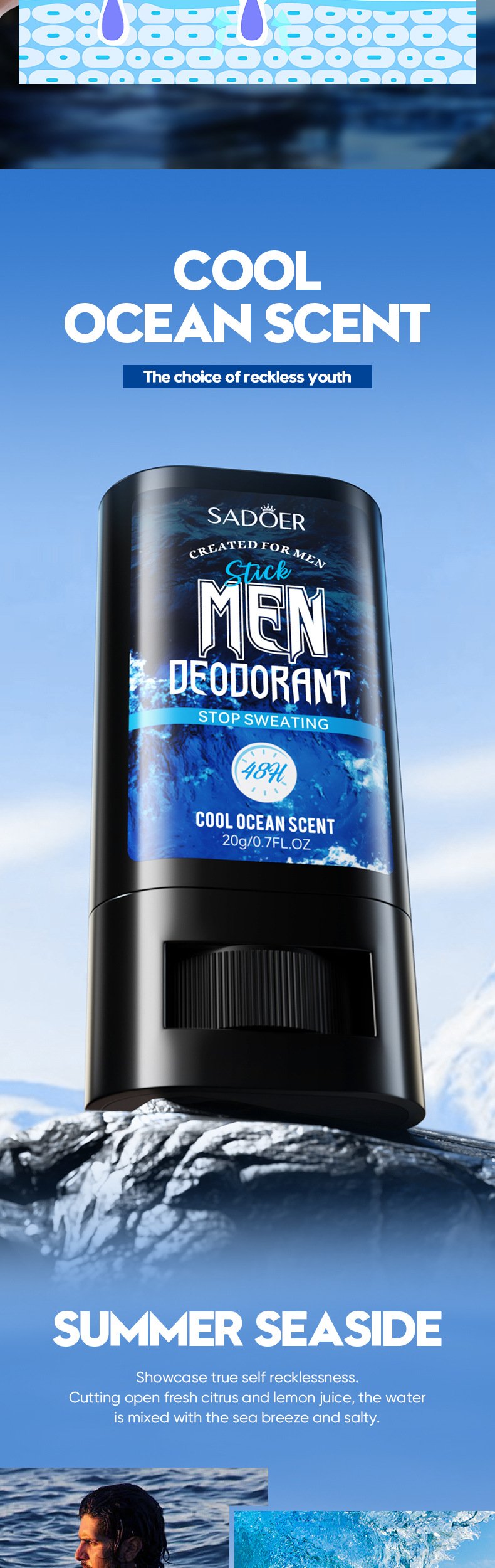 Men's Deodorants and Anti-perspirants，Antiperspirant stick for men. Antiperspirant, antibacterial, and odor remover,48h Lasting Scent,Leaves your body fragrant.