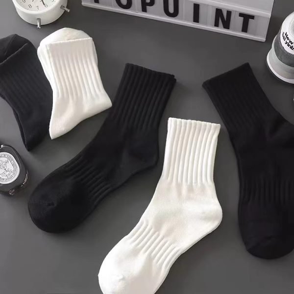 Pure cotton 7A antibacterial and deodorant socks,Pure cotton mid-calf socks for men and women, summer sweat-absorbent and non-slip thin socks（4PCS）