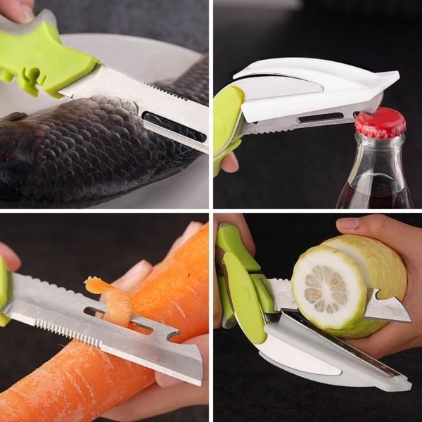 Multi-functional cutting board scissors for outdoor cooking