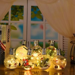 LED Christmas Light Bulb，holiday decorative lights，Christmas tree decoration hanging ball lights，Solar charging Christmas ball