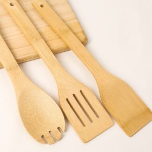 Bamboo Wooden Spoons for Cooking 6-Piece,100% organic non-stick bamboo spatula set, Apartment Essentials Wood Spatula Spoon Nonstick Kitchen Utensil Set