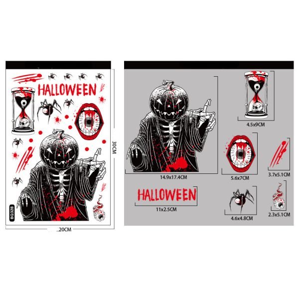 Halloween decorative skull window stickers Halloween glass showcase scene layout blood handprint static stickers