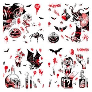 Halloween decorative skull window stickers Halloween glass showcase scene layout blood handprint static stickers