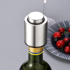 Stainless Steel Vacuum Wine Keep Fresh Stoppers, Stainless Steel Wine Bottle Stopper with Silicone Seal, Reusable Beverage Preserver, Freshness Keeper, Premium Bottle Sealers