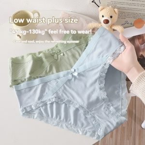 Low waist large size underwear, V-shaped cross bow women's briefs pure cotton antibacterial crotch, suitable for women 45-130KG