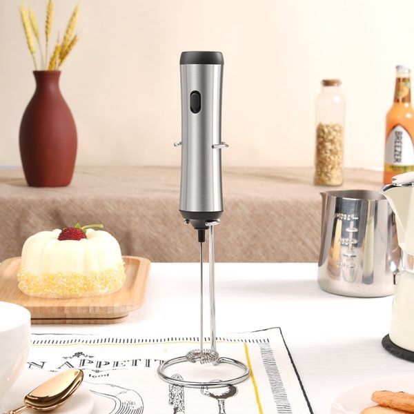 Rechargeable handheld milk frother with Stand, Stainless Steel Electric Foam Maker, Detachable Whisk Drink Mixer Foamer for Lattes, Cappuccino