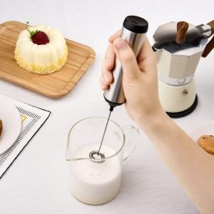 Rechargeable handheld milk frother with Stand, Stainless Steel Electric Foam Maker, Detachable Whisk Drink Mixer Foamer for Lattes, Cappuccino