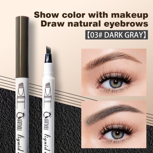 Waterproof black eyeliner + waterproof four-pronged eyebrow pencil, natural and long-lasting without losing makeup