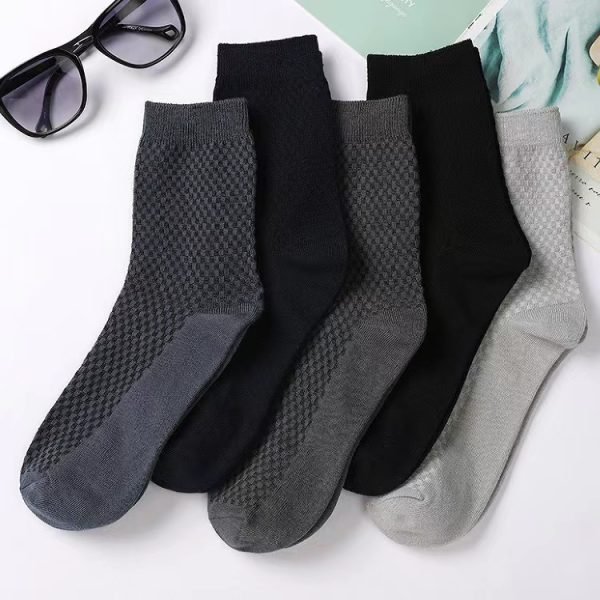 men's knitted casual business bamboo fiber mid-calf socks