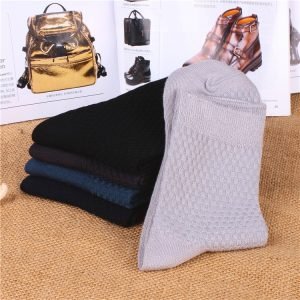 men's knitted casual business bamboo fiber mid-calf socks