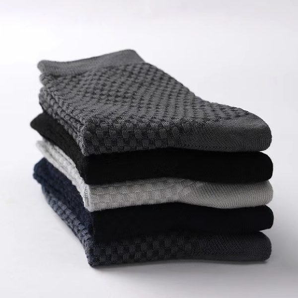 men's knitted casual business bamboo fiber mid-calf socks