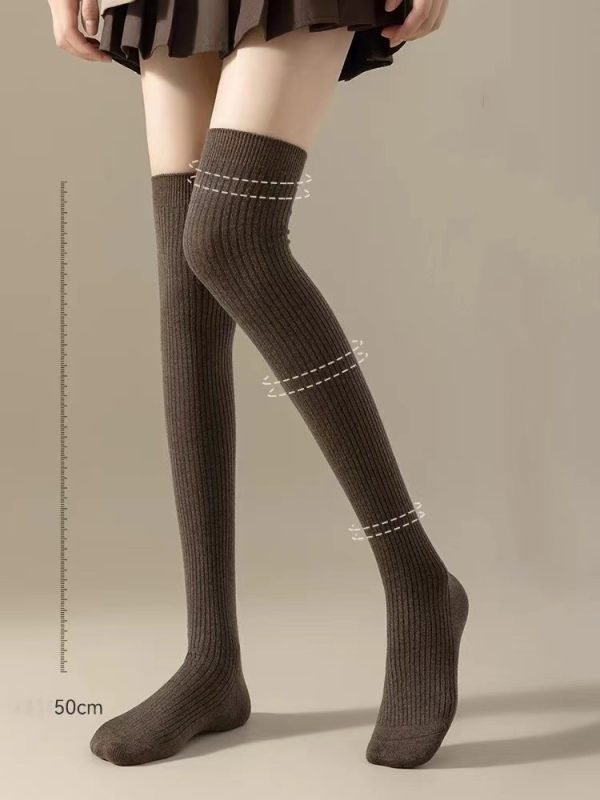 Wool over-the-knee plus velvet thickened cold-resistant self-heating non-slip 50cm knee socks. Not bloated